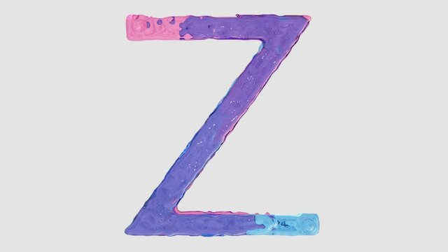Liquid alphabet: letter Z made from pink and blue HD animated liquid flows