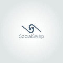 Spiral arrows drawn social swap logo design grey background - obrazy, fototapety, plakaty