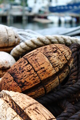 old floats and ropes on a dock