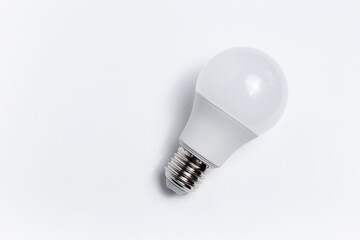 Top view of light bulb on white background.
