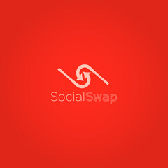 Spiral arrows drawn social swap logo design orange background