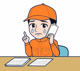 Young man in orange work clothes