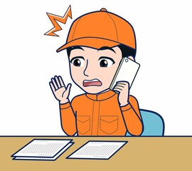 Young man in orange work clothes