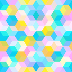 Hexagon grid seamless background of multiple polygons