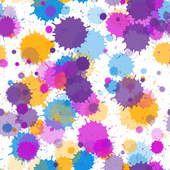 Paint stains seamless splatter, spray blots, spots