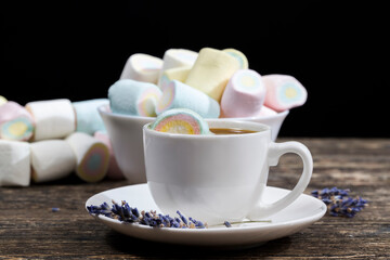 aromatic coffee with flour pastries