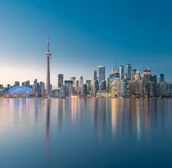 Gordijnen Toronto city skyline at night, Ontario, Canada © surangaw