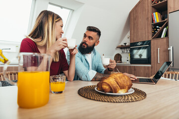 Enjoying a romantic morning together