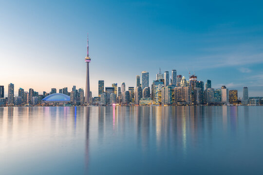 Toronto city skyline at night, Ontario, Canada