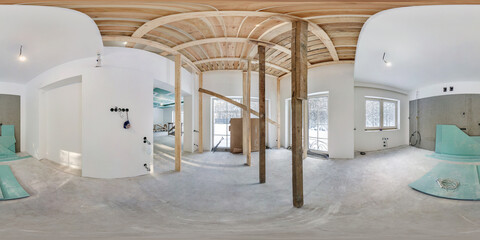 empty white room without repair and furniture. full spherical hdri panorama 360 degrees in interior...