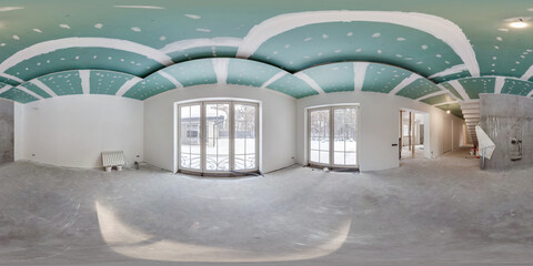 empty white room without repair and furniture. full spherical hdri panorama 360 degrees in interior...