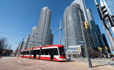 Tram streetcar in Toronto, Ontario, Canada - 414548410