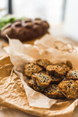 Heart-shaped homemade healthy cookies. Detox. Healthy and wholesome food.