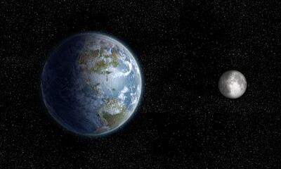 Fototapeta na wymiar Earth and Moon from space