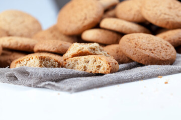 broken cookies baked with oatmeal and wheat flour