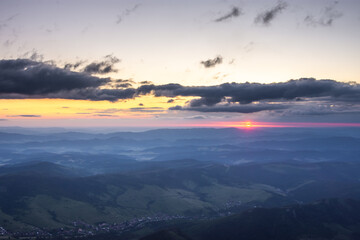 Sunrise from the High Tatras mountains