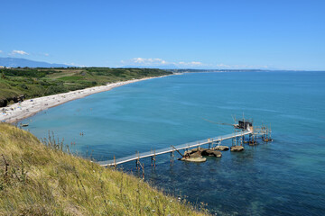 View of Punta Aderci beach also called "Trabocchi coast"in Vasto, Italy.