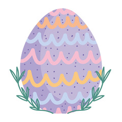 cute easter painted egg decoration white background