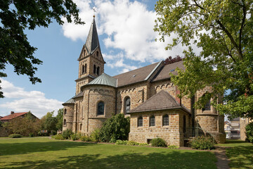 Naklejka premium Schledehausen, Roman Catholic St. Laurentius Church Of 1897, Osnabruecker Land, Lower Saxony, Germany, Europe