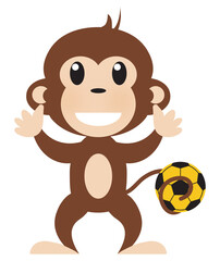 Obraz premium Soccer Playing Monkey Illustration Isolated on White with Clipping Path