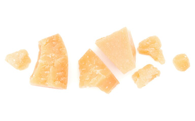 shredded parmesan cheese isolated on white background cutout