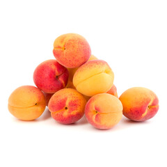 A bunch of apricot fruit isolated on white background cutout
