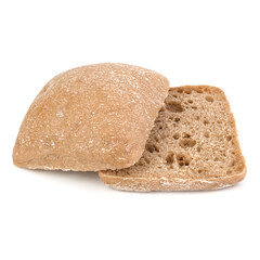 sliced Ciabatta bread isolated on white background cut out