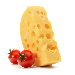 Cheese block isolated on white background cutout