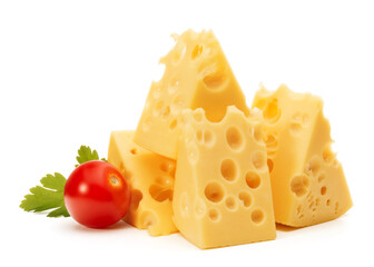 Cheese block isolated on white background cutout