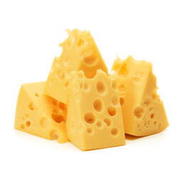 Cheese block isolated on white background cutout