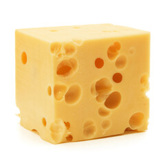 Cheese block isolated on white background cutout