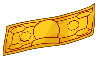 Banknote in golden paper isolated over white background, Vector Illustration