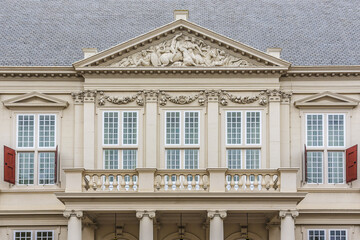 Obraz premium Architectural fragments of Noordeinde palace (1533) in The Hague, Netherlands.