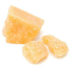 shredded parmesan cheese isolated on white background cutout