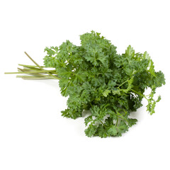 parsley leaves bunch isolated on white background cutout