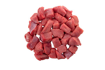 Beef stew meat isolated on white