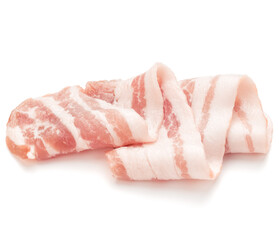 sliced pork bacon isolated on white background cutout