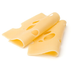 two Cheese slices isolated on white background