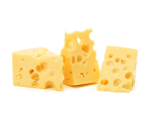 Cheese block isolated on white background cutout