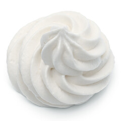 Whipped cream swirl  isolated on white background cutout