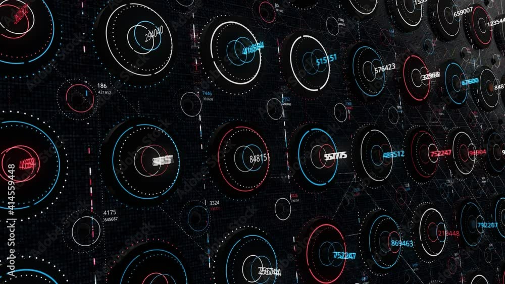 Poster computer network design, digital data transmitted at high speed, seamless loop. animation. rows of a