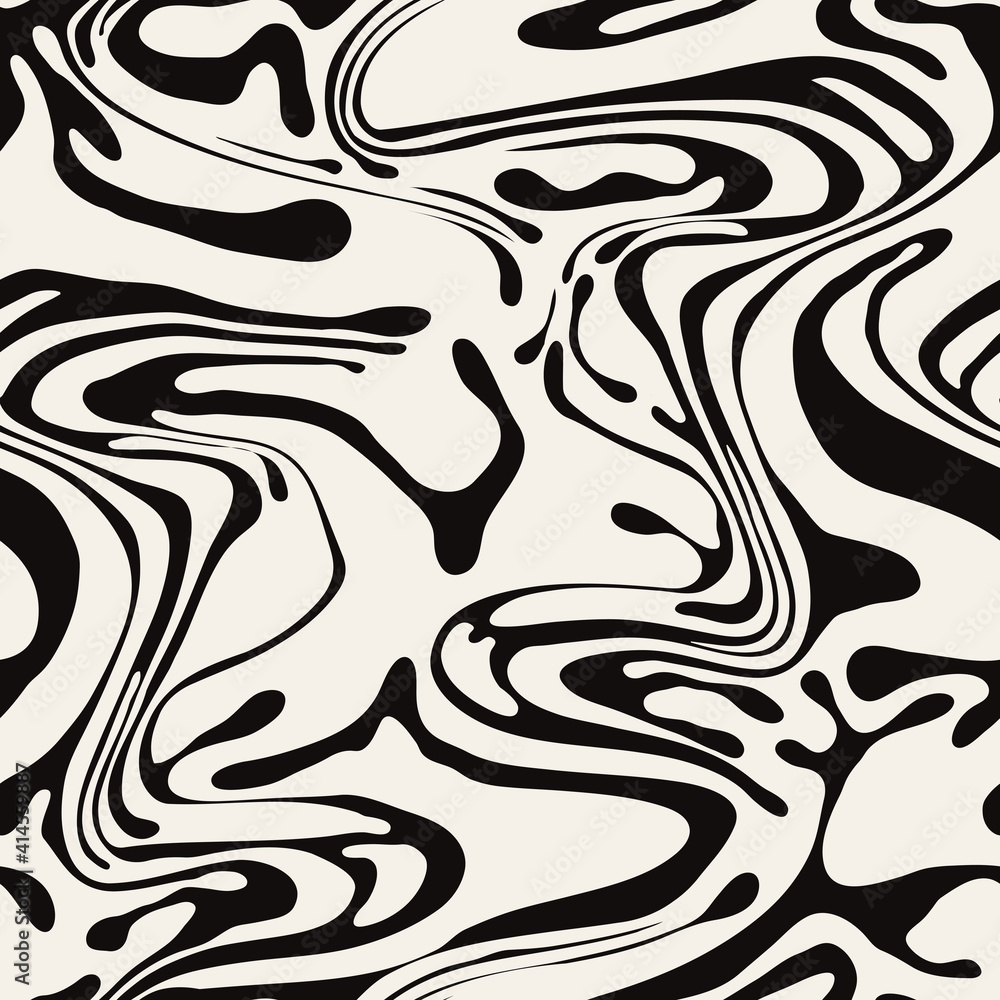 Wall mural vector seamless pattern. abstract marble texture with monochrome fluid stains. creative background w