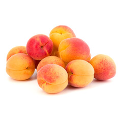 A bunch of apricot fruit isolated on white background cutout