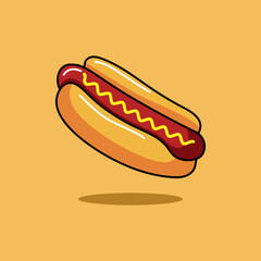 Hot dog cartoon vector icon illustration