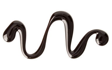 Chocolate syrup drop isolated on white background. Top view. .