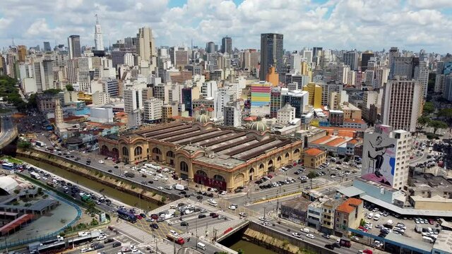 Mercado Municipal de Sao Paulo city, Brazil.Downtown view of historic municipal market.Mercado Municipal de Sao Paulo city.Downtown view of historic municipal market.Mercado Municipal de Sao Paulo.