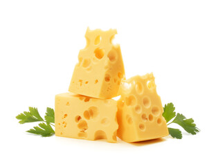Cheese block isolated on white background cutout