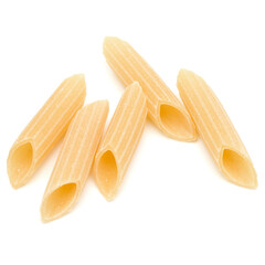 Italian pasta isolated on white background. Pennoni. Penne rigate.