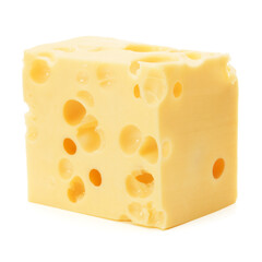 Cheese block isolated on white background cutout
