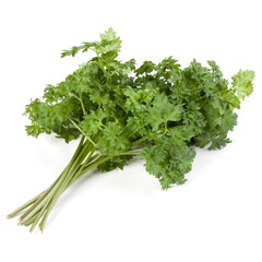 parsley leaves bunch isolated on white background cutout